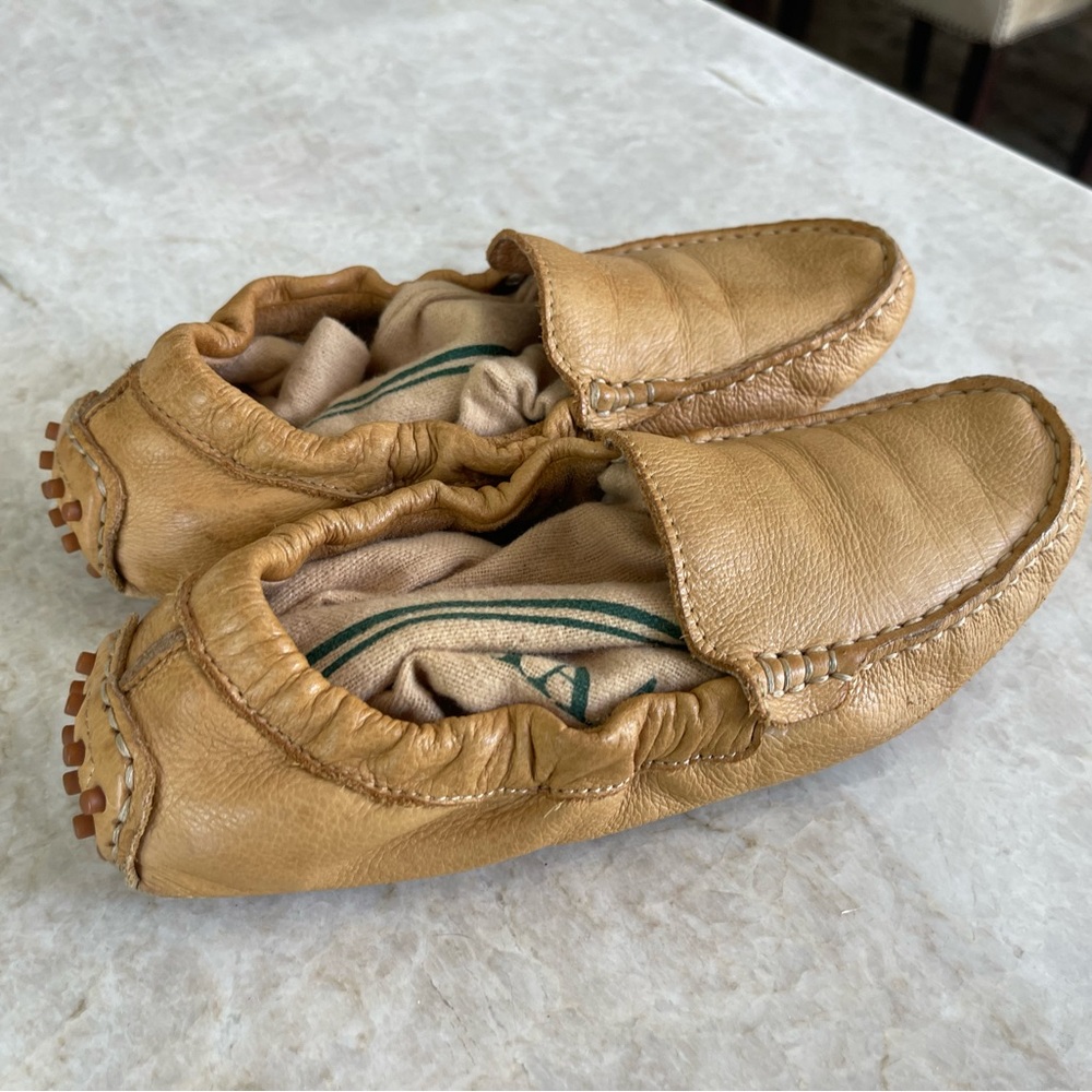 Chocolate Blu natural brown/cognac leather drivers, size 6.5 - Picture 3 of 7